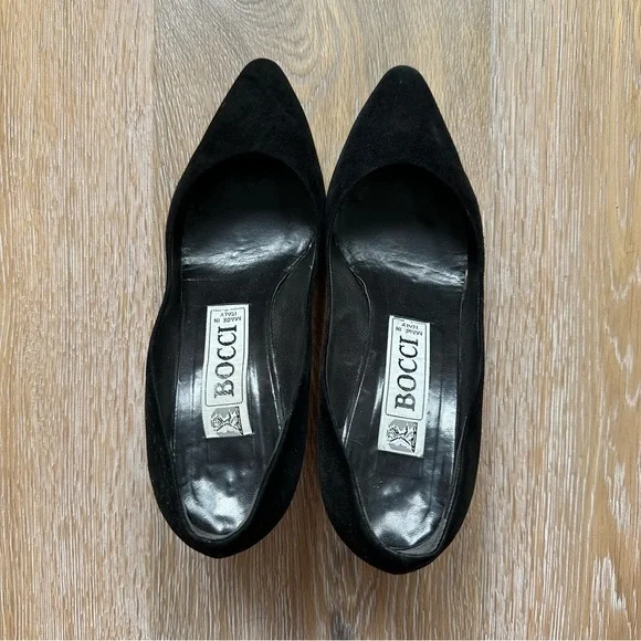 Vintage 80's Bocci Black Suede Pumps Shoes Made In Italy - Size 37.5 EU - Picture 8 of 16